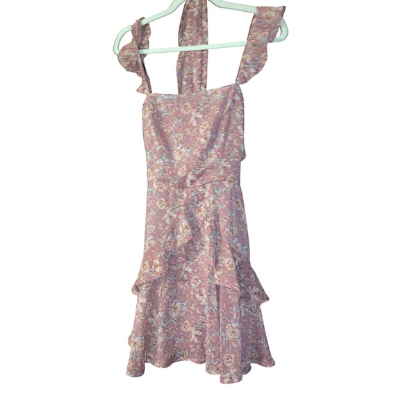 Trixxi Floral Ruffle Midi Dress Womens XL Pink Sleeveless Party Career - Picture 1 of 2